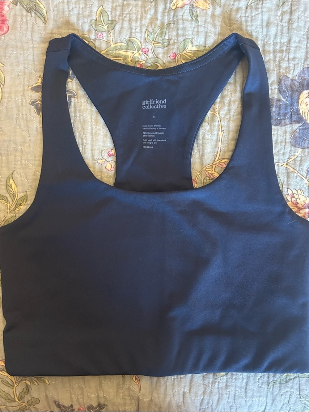 Girlfriend Collective Paloma Racerback Longline Bra - Navy - Small